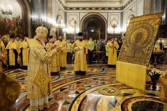 O Πατρ. Κύριλλος στον Ναό του Σωτήρος στη Μόσχα