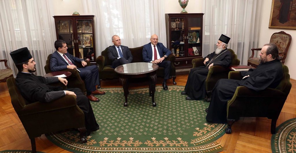 His Holiness Irinej, Serbian Patriarch, receives Minister Vladan Vukosavljevic