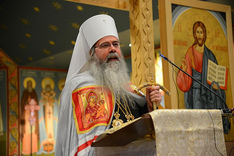His Holiness Patriarch Kirill greets His Beatitude Metropolitan Tikhon of All America and Canada with the sixth anniversary of his primatial ministry
