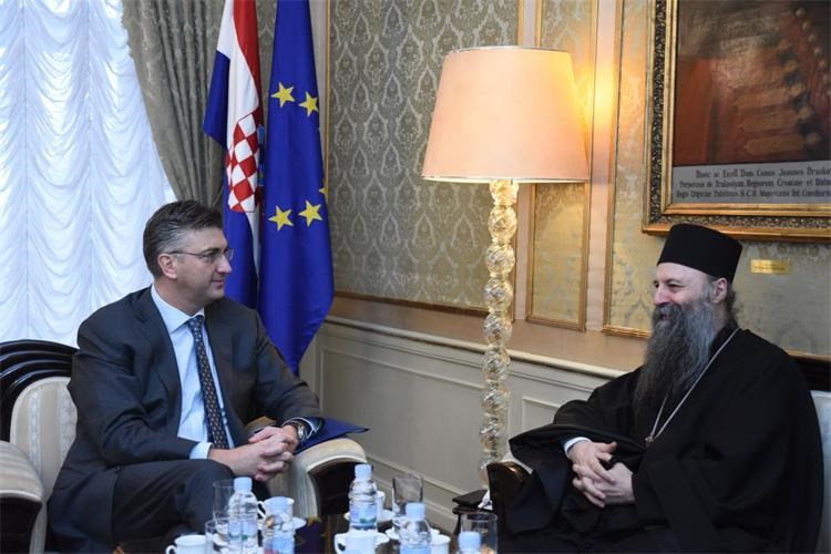 Metropolitan Porfirije received by Croatian Prime Minister Plenkovic