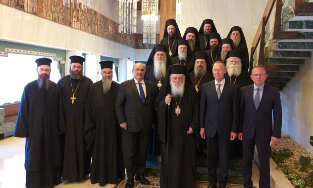 Предстоятель Элладской Православной Церкви посетил прием, организованный Посольством России в Греции по случаю праздника Торжества Православия