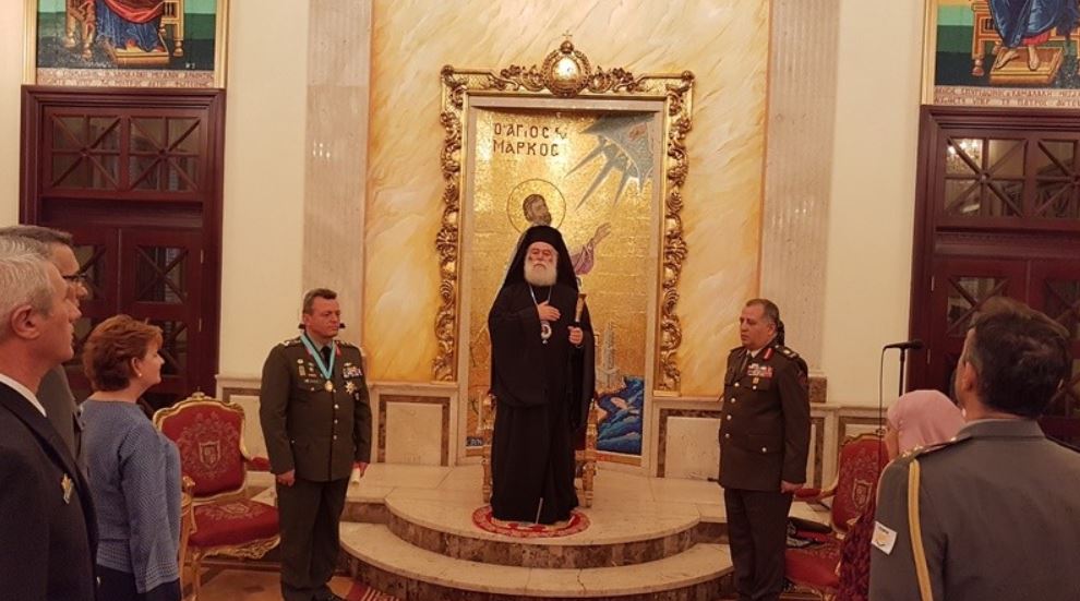 The Patriarch Of Alexandria honours the Head of The National Guard of Cyprus
