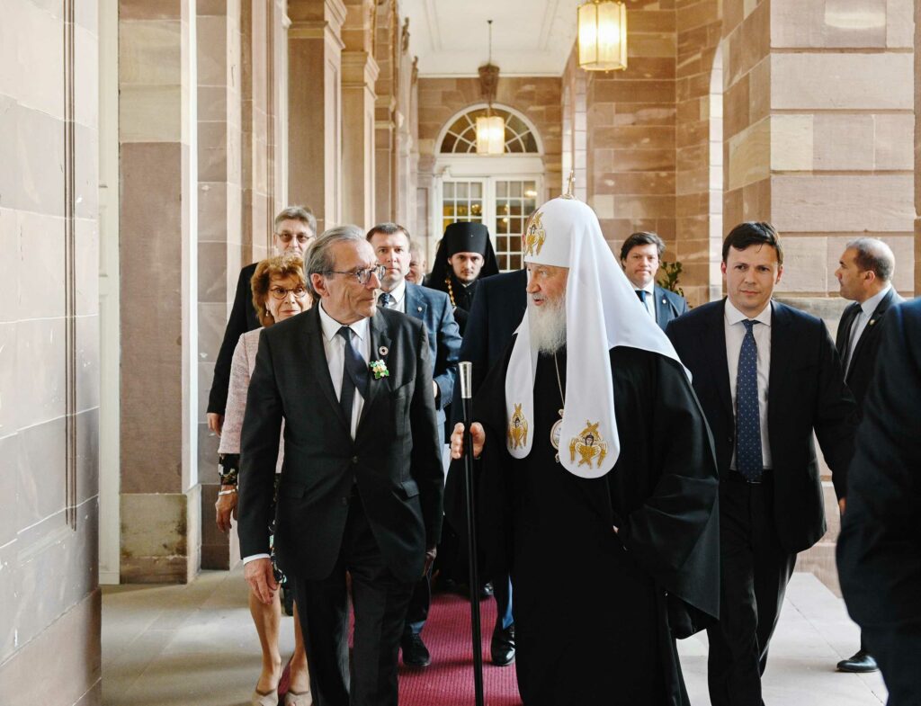 His Holiness Patriarch Kirill meets with Mayor of Strasbourg, Mr. Roland Ries