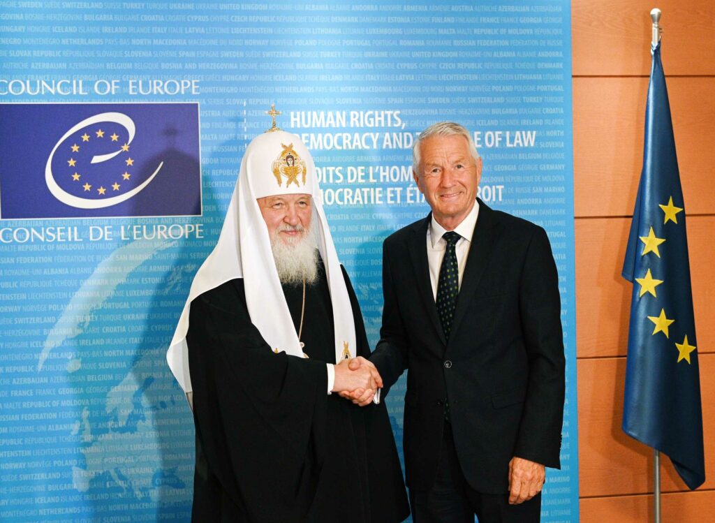 In Strasbourg His Holiness Patriarch Kirill meets with Mr. Thorbjørn Jagland, Secretary General of the Council of Europe