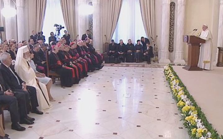 Papa Francisc la Cotroceni: Îl salut cu iubire frăţească pe Patriarhul Daniel