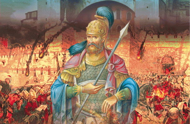 “στήτε ανδρείως και μετά γενναίας ψυχής”