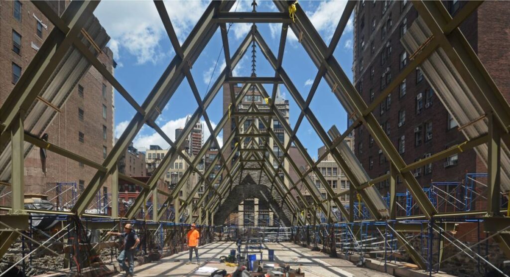 New roof being erected over NYC’s St. Sava Cathedral gutted by fire in 2016