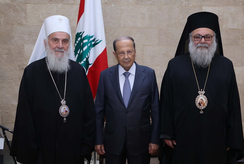 Aoun meets with Irinej: We are working to maintain balance especially as war in the region aims to eliminate large groups cause disruption