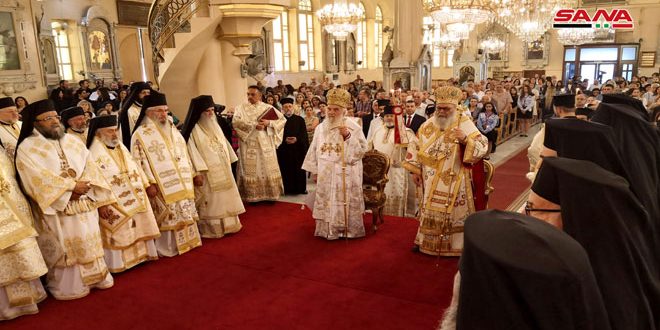 Патриархи Языджи и Ириней (Сербский) провели богослужение в церкви Святого Креста в Дамаске