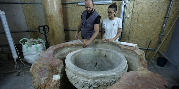 Magnificent’ 1,500 year-old baptismal font is discovered in church at birthplace of Jesus in Bethlehem