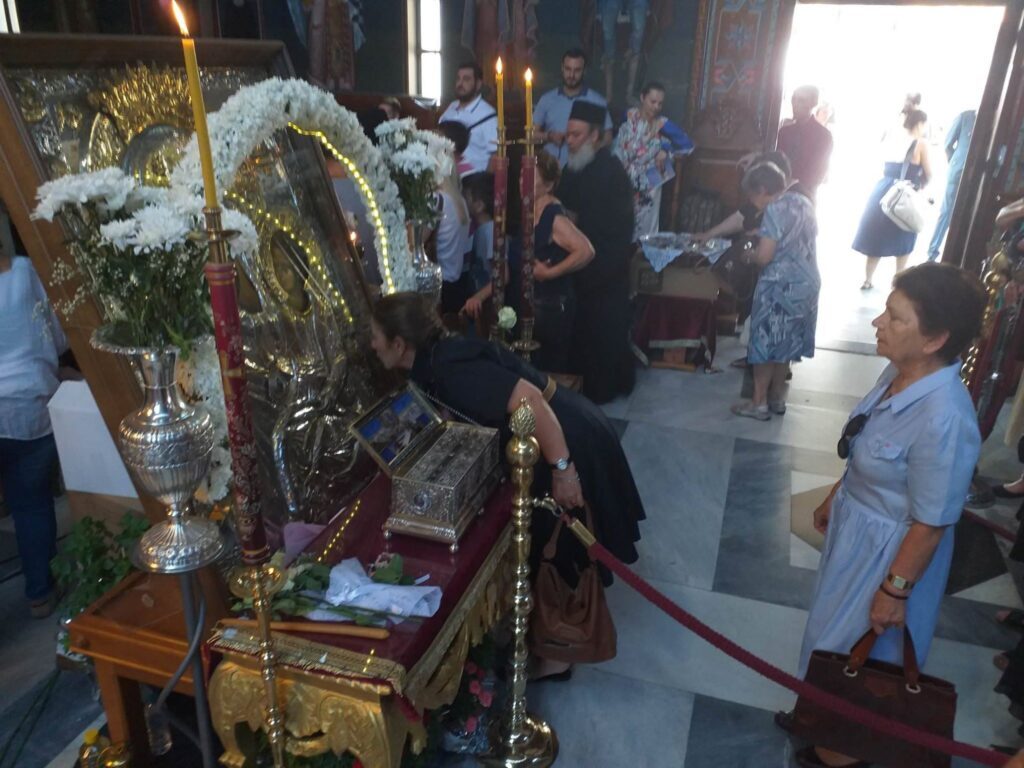 Divine Liturgy in Corinth for presence of the Cincture of the Theotokos; faithful flock to Holy Sash of the Blessed Virgin Mary