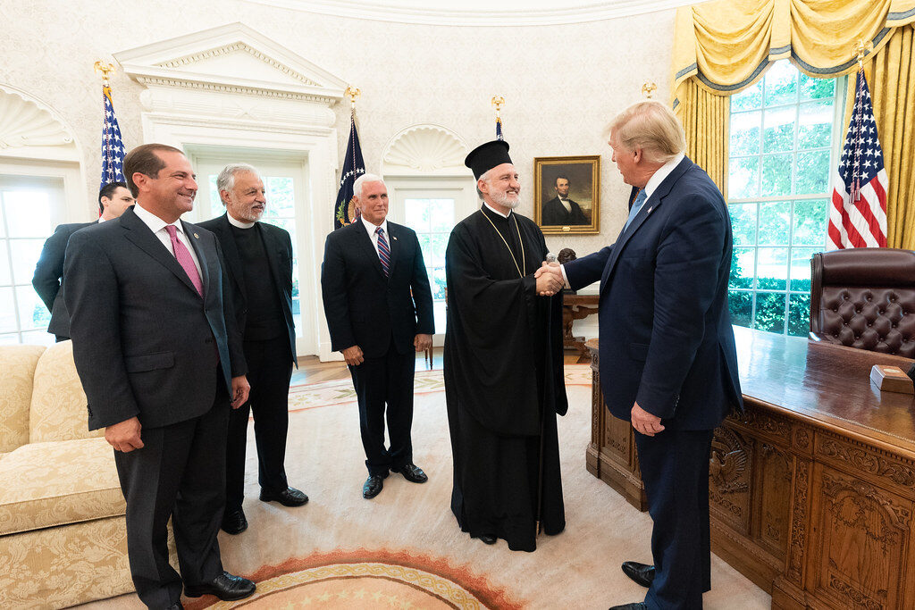 عقد أمس 16 يوليو 2019 إجتماع في البيت الأبيض بين رئيس الأساقفة إلبدوفورس (Elpidophoros)، رئيس أساقفة أمريكا للبطريركية القسطنطينية الأرثوذكسية، والرئيس الأمريكي دونالد ترامب الذي استقبل رئيس الأساقفة في المكتب البيضاوي.