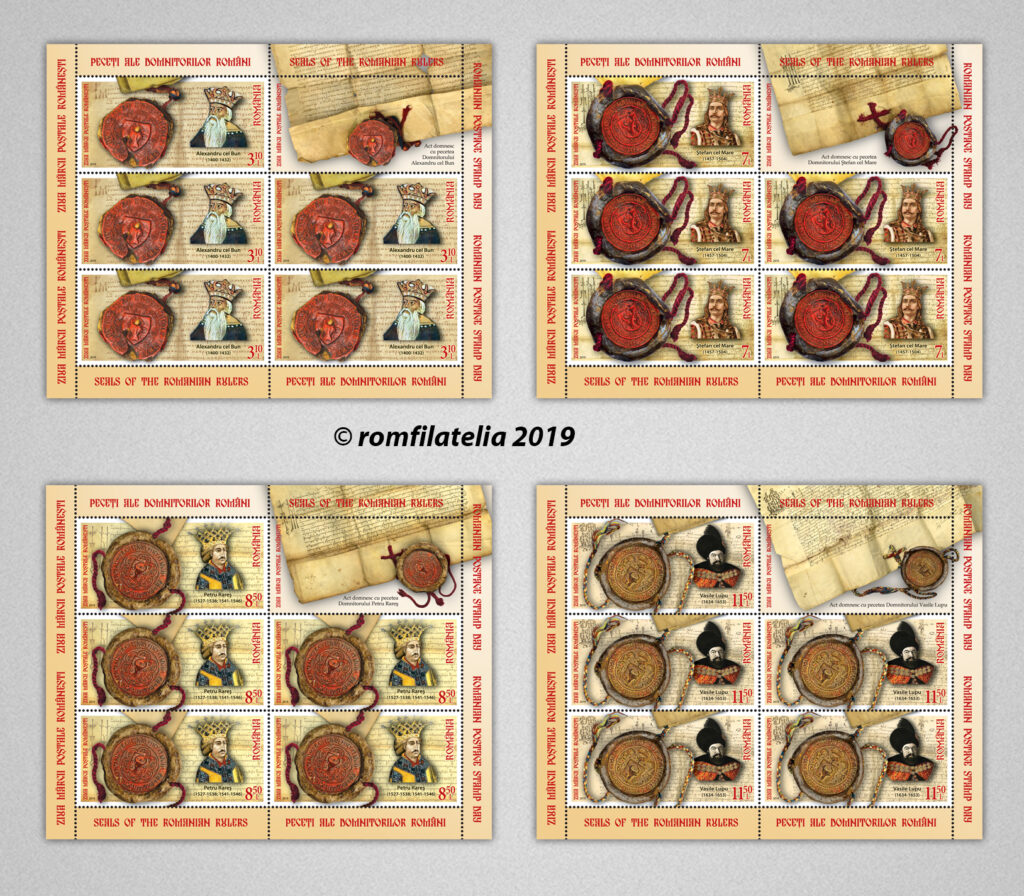 „Peceți ale domnitorilor români” într-o emisiune de mărci poştale Romfilatelia