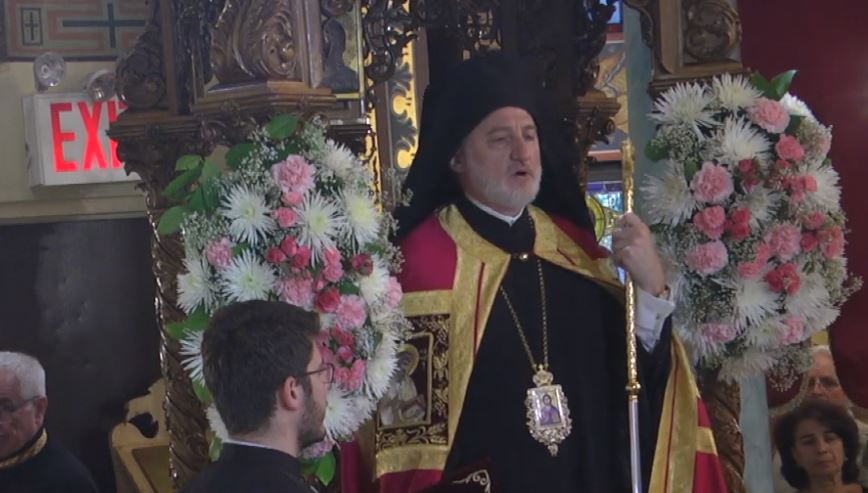 Ο Αρχιεπίσκοπος Αμερικής στην Ι.Μ. Αγίας Ειρήνης Χρυσοβαλάντου