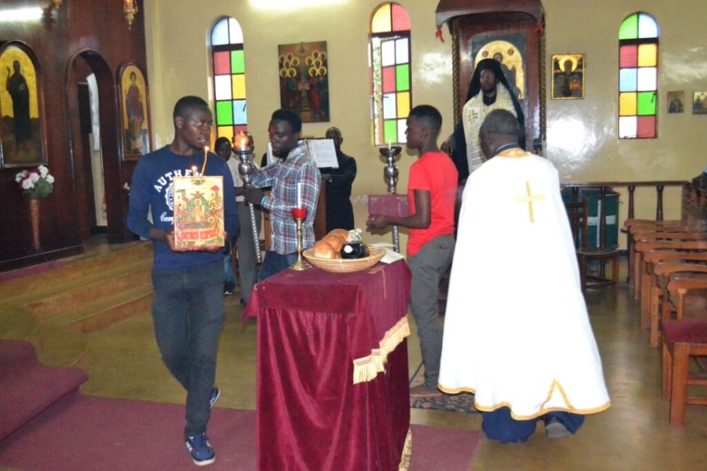 His Grace Bishop Silvester took part in the great Vespers for the Feast of the Dormition of the Mother of God at St. Nicolas Cathedral Namungoona