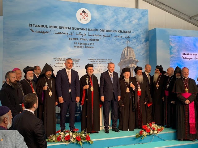Turkish president oversees laying of foundation stone for nation’s first new church since 1923, Ecumenical Patriarch Bartholomew participates