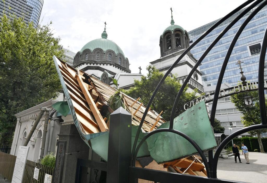 Famous Japanese cathedral complex, built by saint, damaged in typhoon