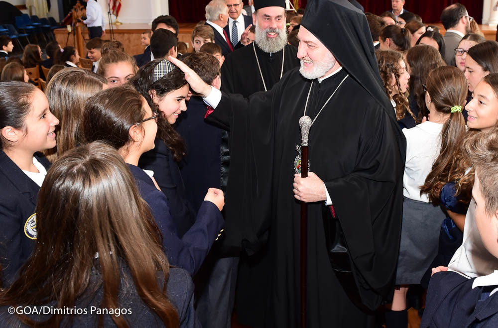 Archbishop Elpidophoros Offers Agiasmos for the New School Year at St. Demetrios School in Astoria