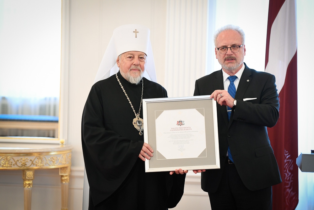 Президент Латвийской Республики Эгилс Левитс поздравил митрополита Рижского Александра с 80-летием со дня рождения