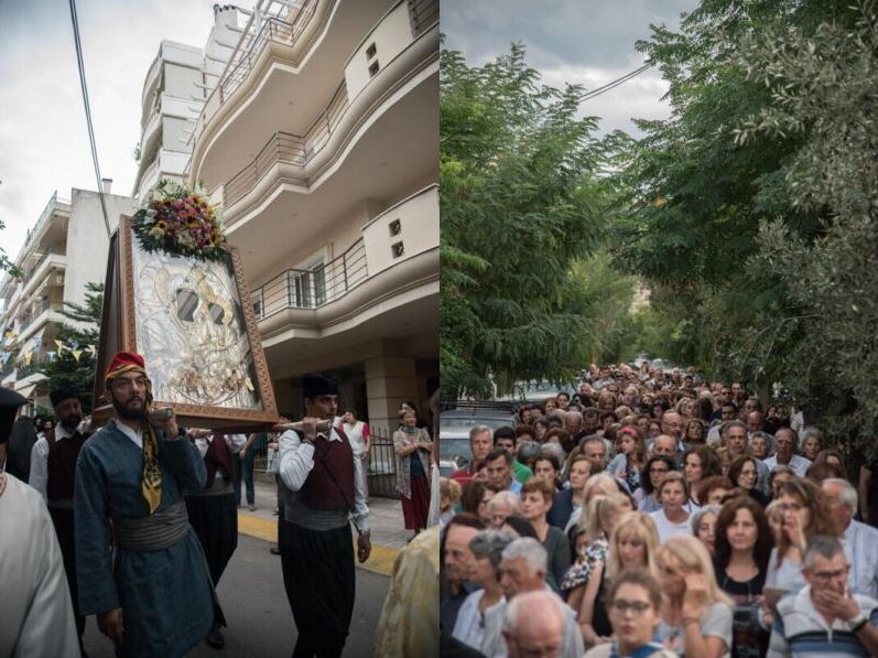Πυκνό πλήθος στη Λιτάνευση της Παναγίας της Βουρλιώτισσας