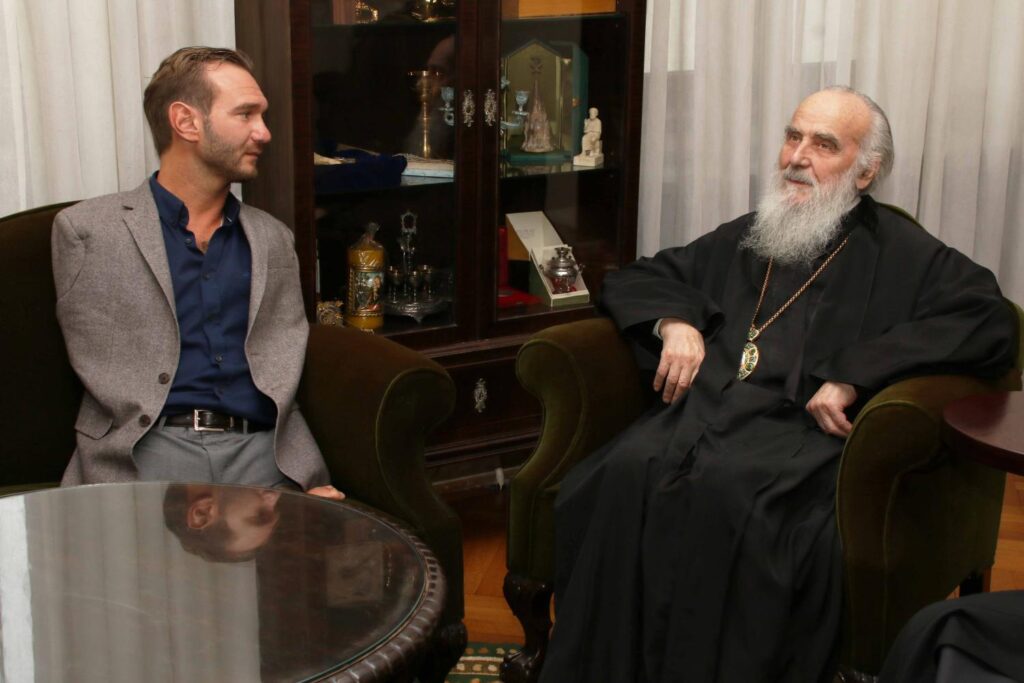 Patriarch Irinej receives noted motivational speaker Nick Vujicic