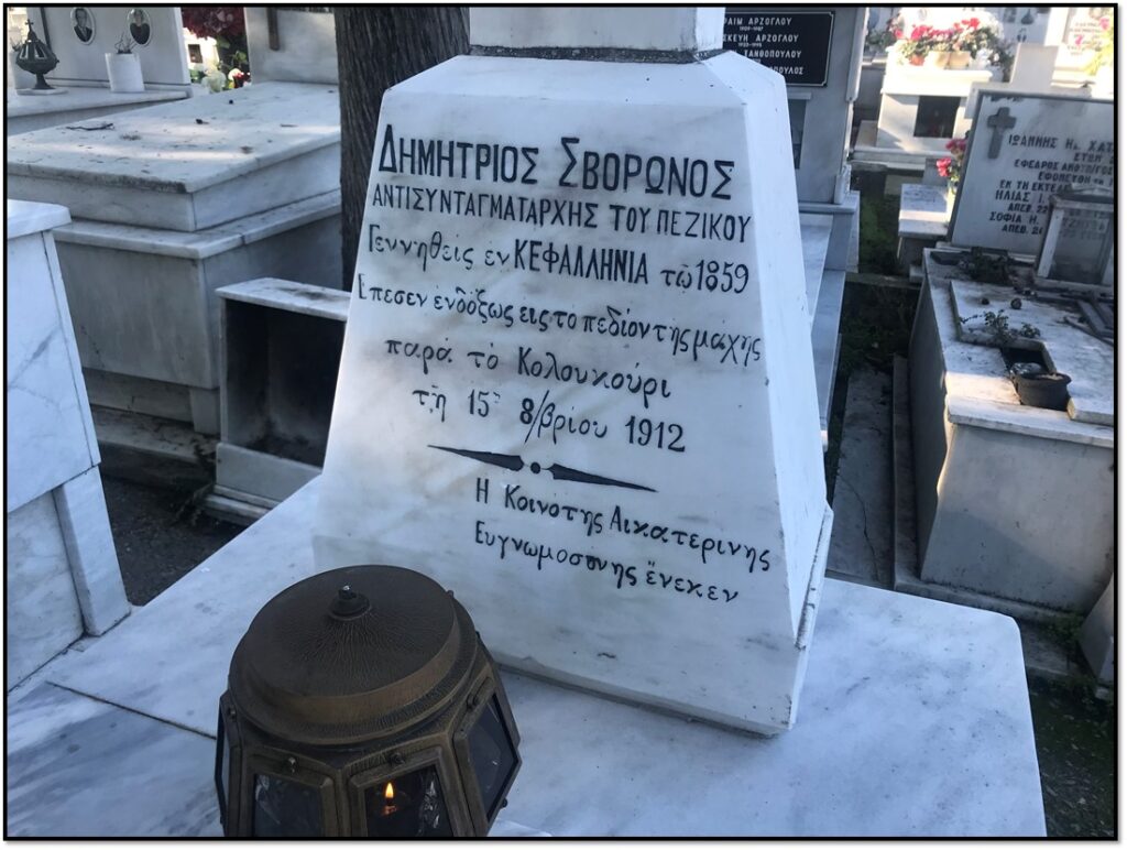 O τάφος του Αντισυνταγματάρχου Δημ. Σβορώνου στο Α’ Νεκροταφείο Κατερίνης