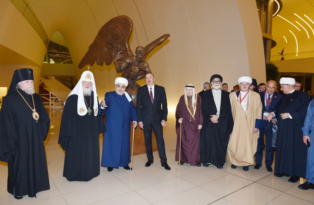 Primate of the Russian Church attends reception in honour of the participants in 2nd Summit of World Religious Leaders in Baku
