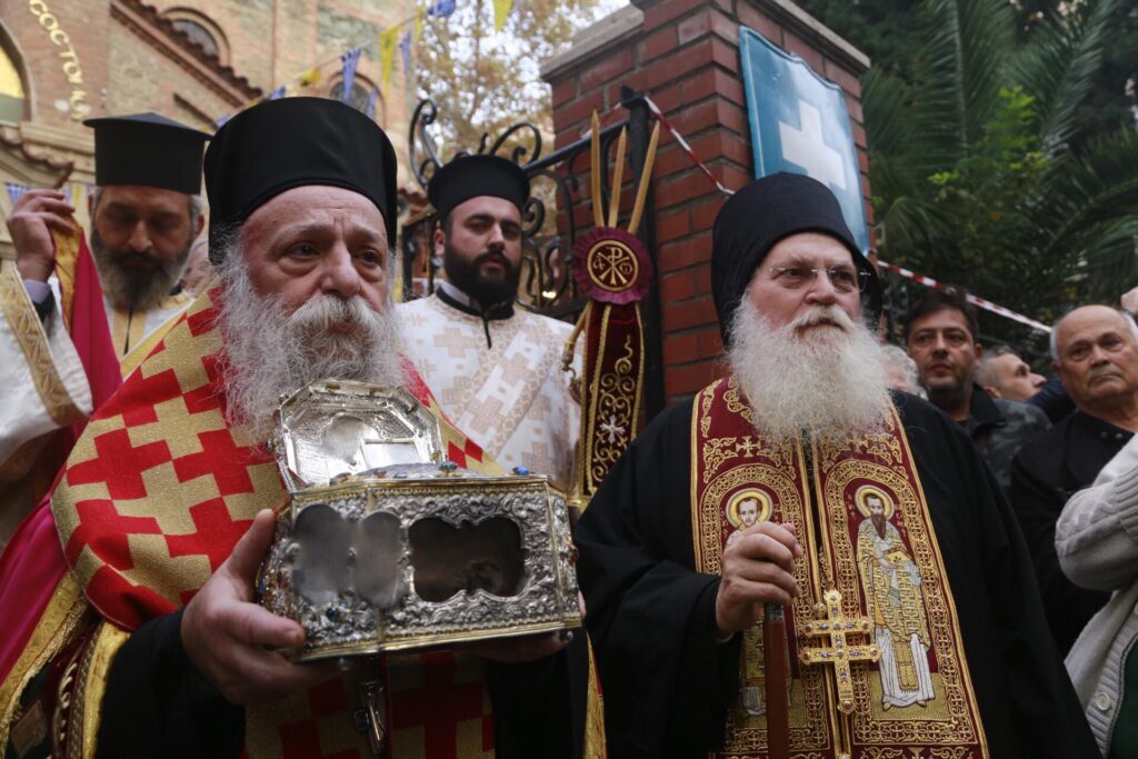 Holy Relic of St. John Chrysostom conveyed Holy & Great Monastery of Vatopedi to Thessaloniki