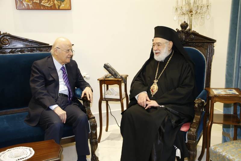 Beirut Greek Orthodox Metropolitan Elias Audi meets Obeid, Kouyoumjian
