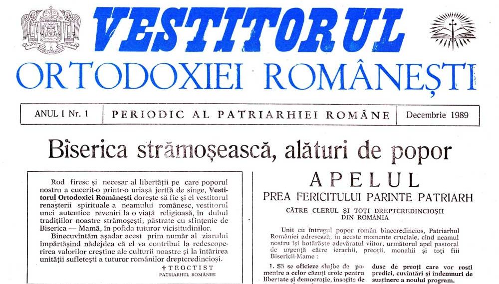 Mesajul Preafericitului Părinte Patriarh Daniel la 30 de ani de apariţie neîntreruptă a Vestitorului Ortodoxiei
