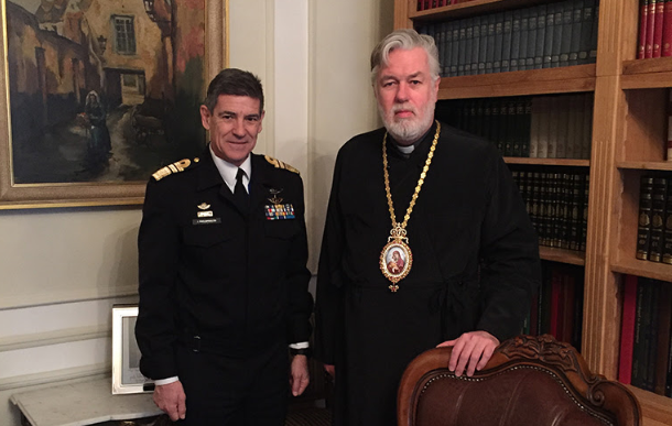 Ο Αντιναύαρχος Ιωάννης Παυλόπουλος στον Μητροπολίτη Βελγίου