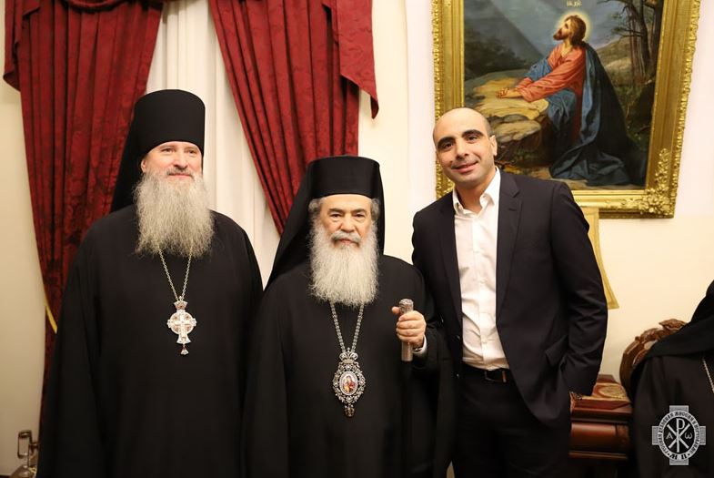 His Beatitude the Patriarch of Jerusalem Theophilos at the 60th birthday of the Head of the Russian missia in Jerusalem