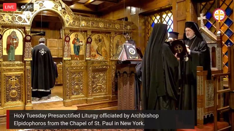 Προηγιασμένη Μ. Τρίτης υπό του Αρχιεπισκόπου Αμερικής (ΒΙΝΤΕΟ)