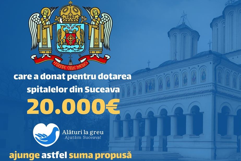 Donație a Patriarhiei Române pentru achiziționarea de echipamente medicale destinate spitalelor din județul Suceava