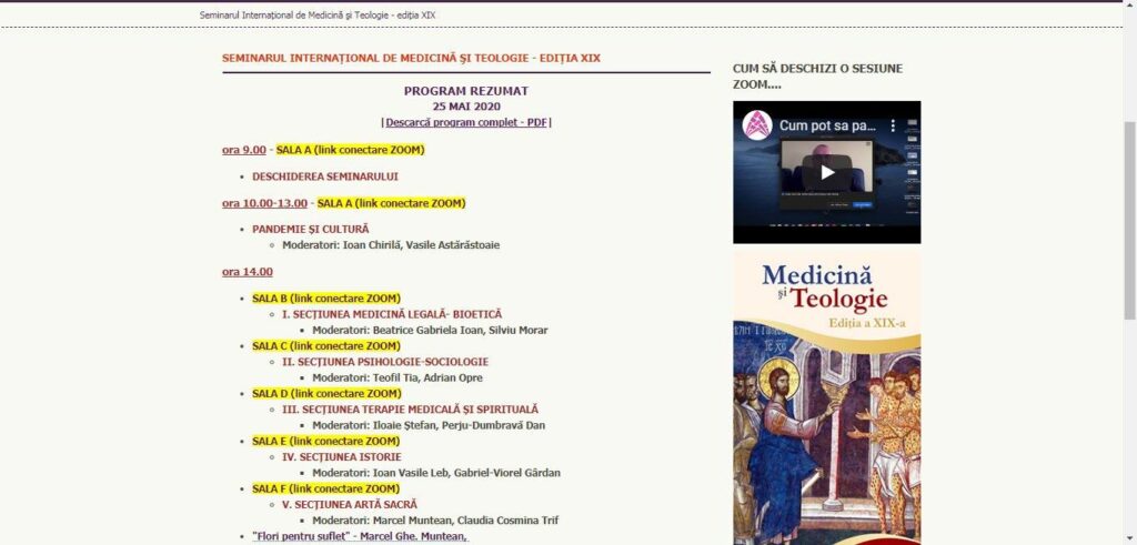Provocări medicale și teologice, în contextul marilor epidemii, la Seminarul de Medicină și Teologie
