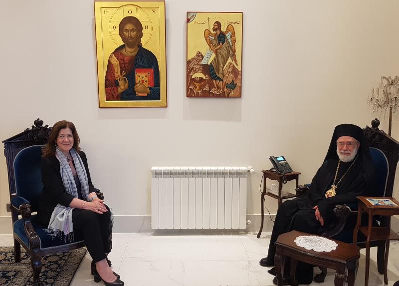 Metropolitan bishop of the Greek Orthodox Church of Antioch for the Archdiocese of Beirut received U.S. Ambassador to Lebanon