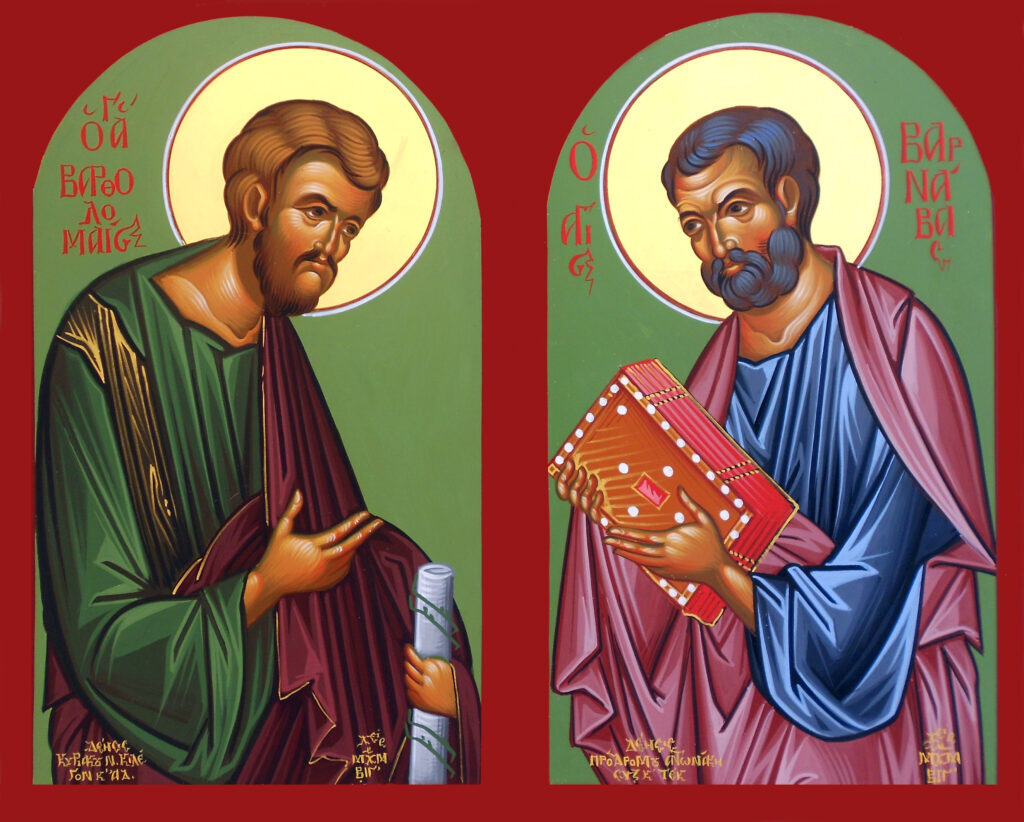 Church today venerates Holy Apostles Bartholomew and Barnabas