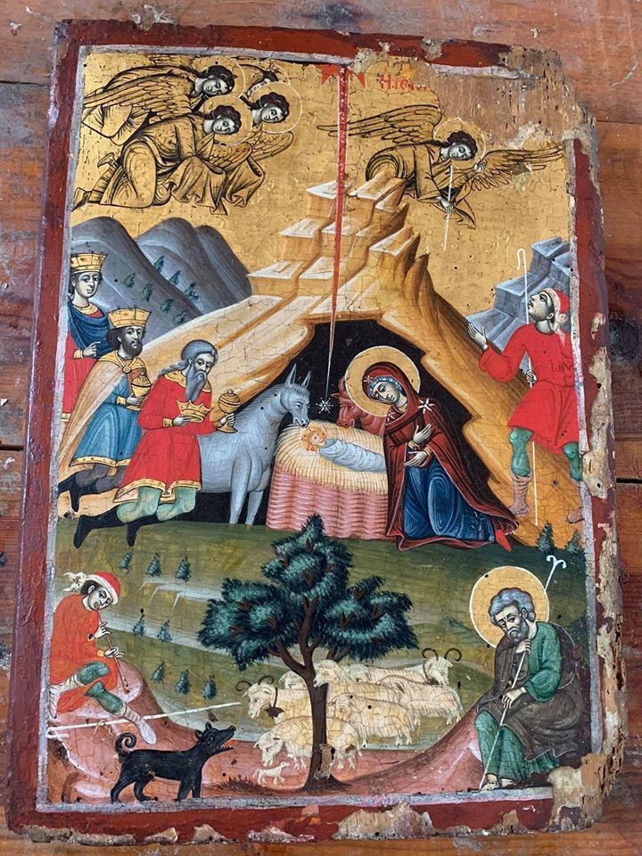 Restaurohet ikona “Lindja e Krishtit“/ Punë delikate dhe me pasion e restauratorëve