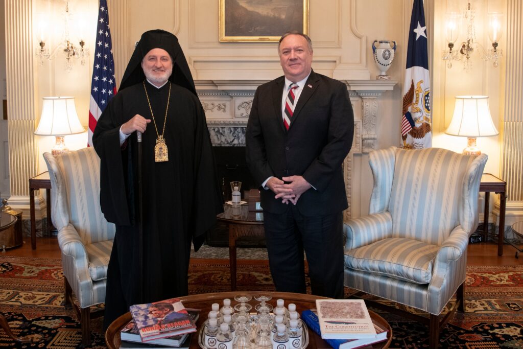 Elpidophoros urges Pompeo to support Ecumenical Patriarchate, Greek community in Turkey, all religious minorities there