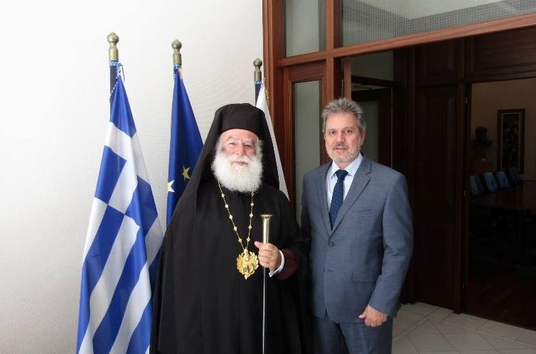 His Beatitude Theodoros II, Pope and Patriarch of Alexandria and All Africa with the Ambassador of Greece to Cyprus