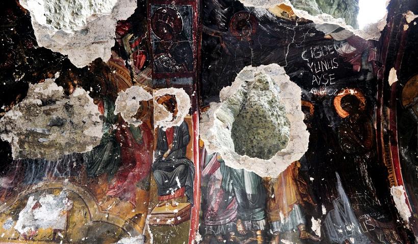 Restoration works on historic Monastery of St. John the Forefunner in Pontus stop, as Turkish ministry says it ran out of funding