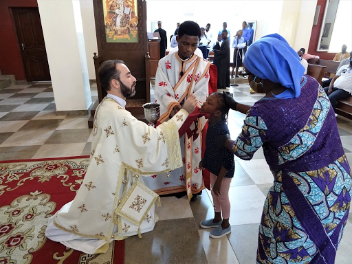 Μια εικόνα της Αγίας Πελαγίας για τους πιστούς στο Pointe-Noire