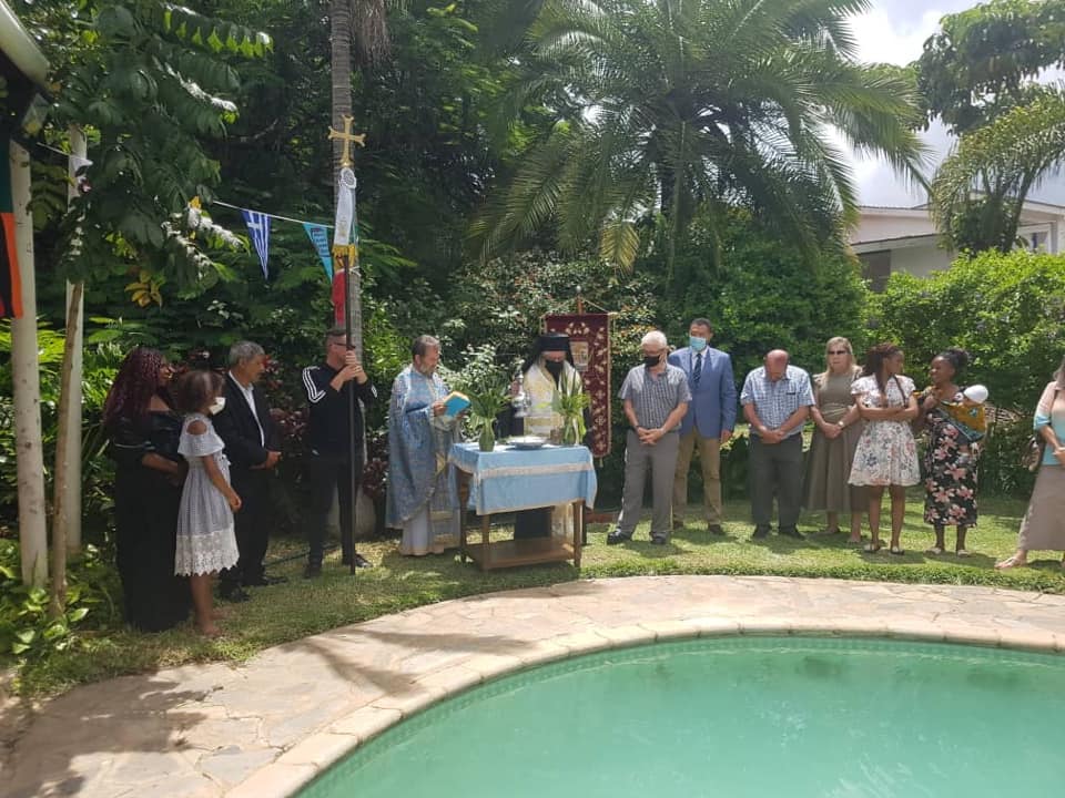 BLESSING OF WATER IN ZAMBEZI RIVER AT EPIPHANY, ZAMBIA