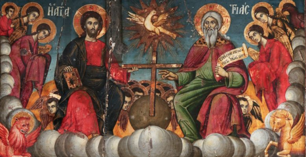 “Trinia e Shenjtë me tre Hierarkë”, ikona e pikturuar në 1765 nga Athanas Zografi