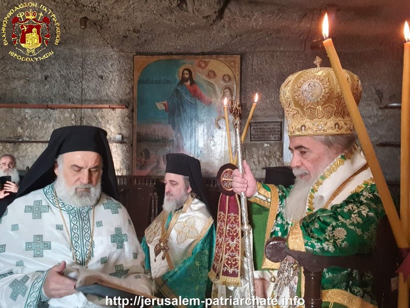 HIS BEATITUDE THE PATRIARCH OF JERUSALEM THEOPHILOS CELEBRATES THE D. LITURGY ON SARANTARION MOUNT