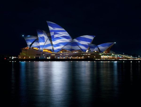 The Opera House of Sydney will reflect the colours of the Greek Flag