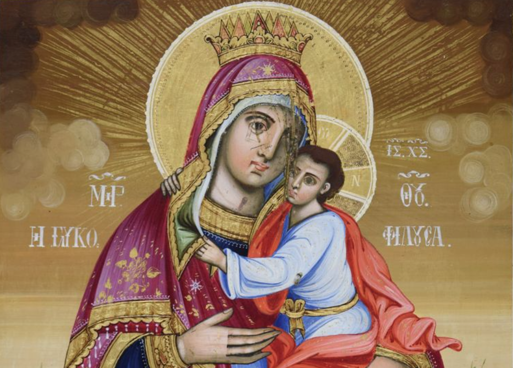 “Shën Maria Përkëdhelësja me shenjtorë”/ Ikona e 1872, e pikturuar në atelienë e vëllezërve Çetiri