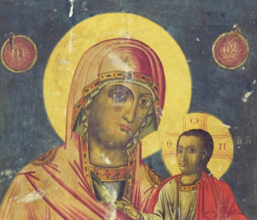 Shën Maria Hodigitria, ikona e periudhës postbizantine që ruhet në Muzeun e Artit Mesjetar në Korçë