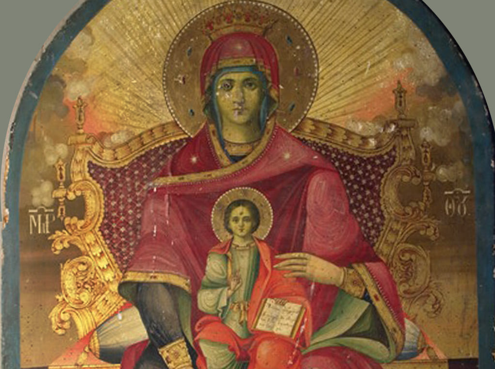 “Shën Maria në Fron”, ikona e pikturuar nga Ioan. K. Zografi në vitin 1870
