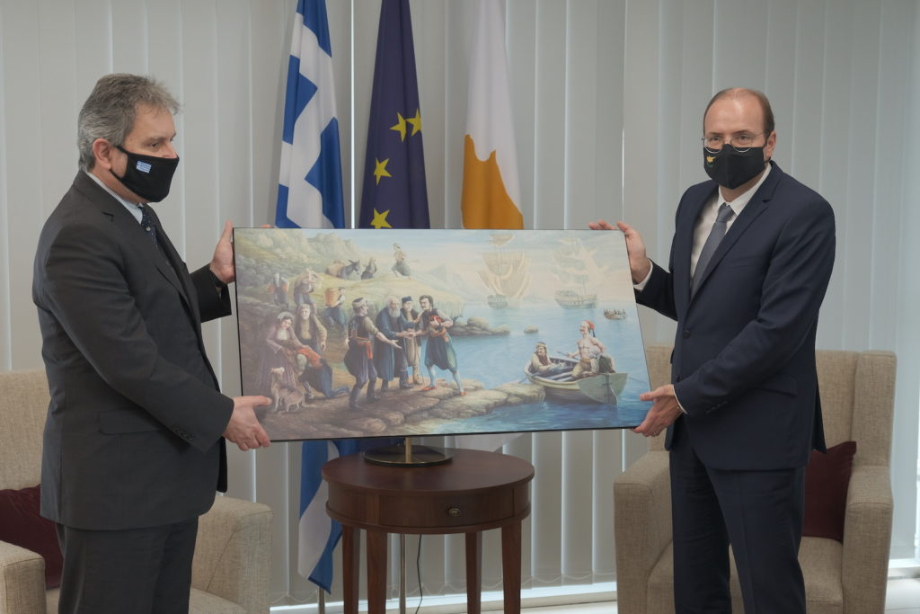 Στο υπ. Εθνικής Άμυνας ο πίνακας “Το 1821 και η Κύπρος – Κανάρης”